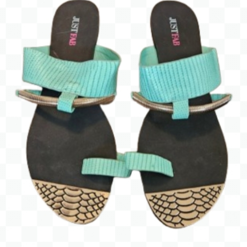 Just Fab Green Crocodile Print Summer Sandals Sz 7.5